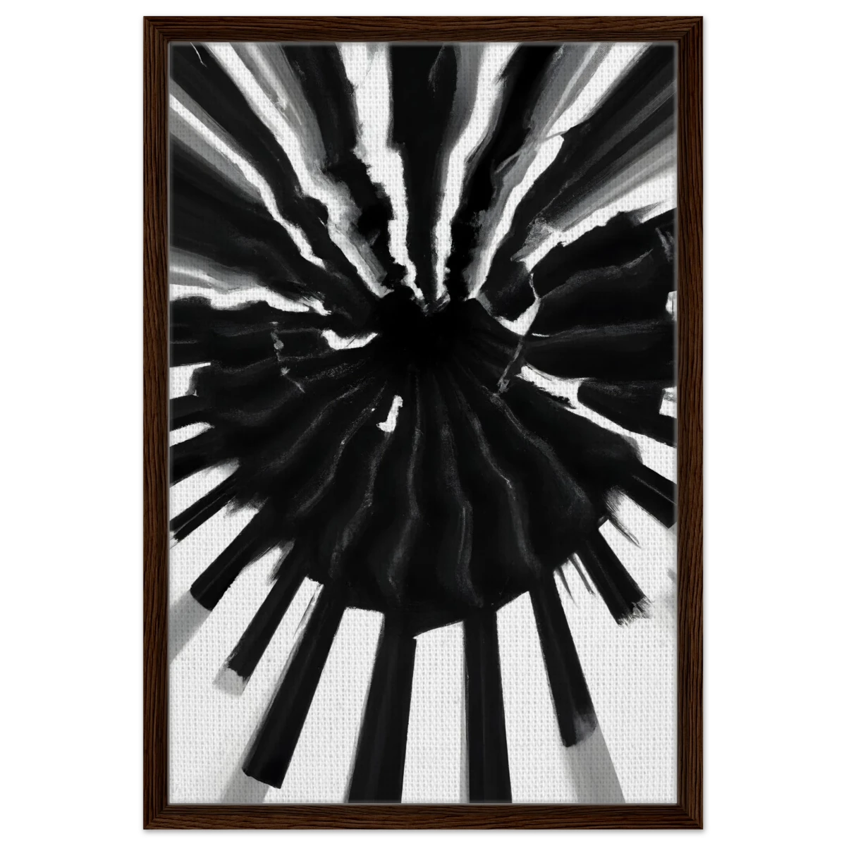 Monochrome Pulse | Modern Abstract Expressionist Wall art Print - Framed Canvas - 50x75 cm / 20x30″ - Dark wood frame