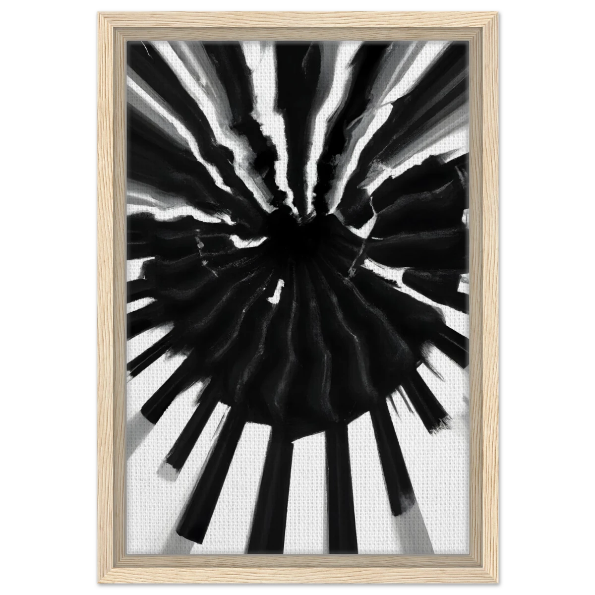 Monochrome Pulse | Modern Abstract Expressionist Wall art Print - Framed Canvas - 30x45 cm / 12x18″ - Wood frame