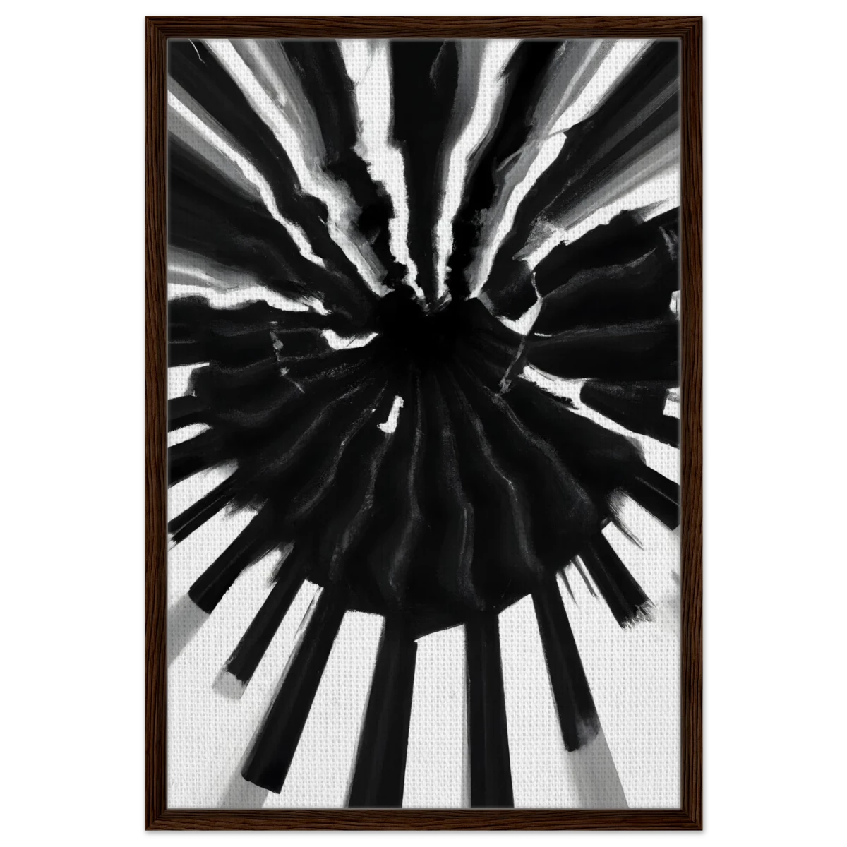 Monochrome Pulse | Modern Abstract Expressionist Wall art Print - Framed Canvas - 60x90 cm / 24x36″ - Dark wood frame