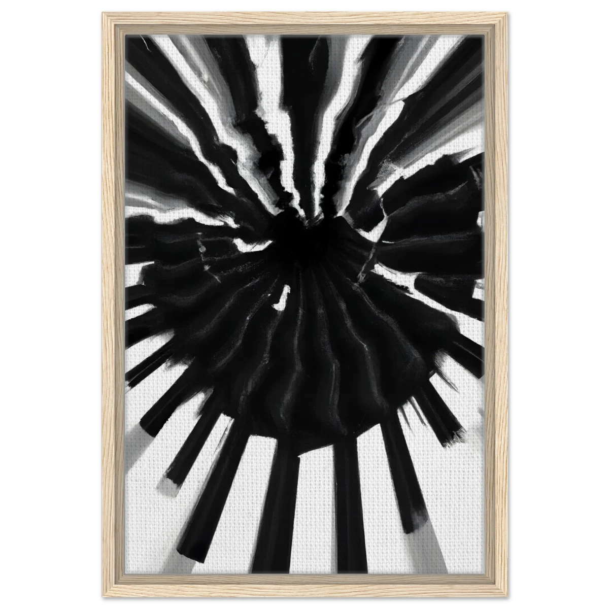 Monochrome Pulse | Modern Abstract Expressionist Wall art Print - Framed Canvas - 40x60 cm / 16x24″ - Wood frame