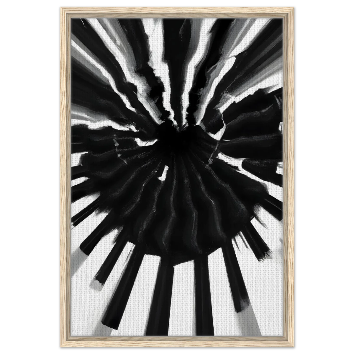 Monochrome Pulse | Modern Abstract Expressionist Wall art Print - Framed Canvas - 50x75 cm / 20x30″ - Wood frame