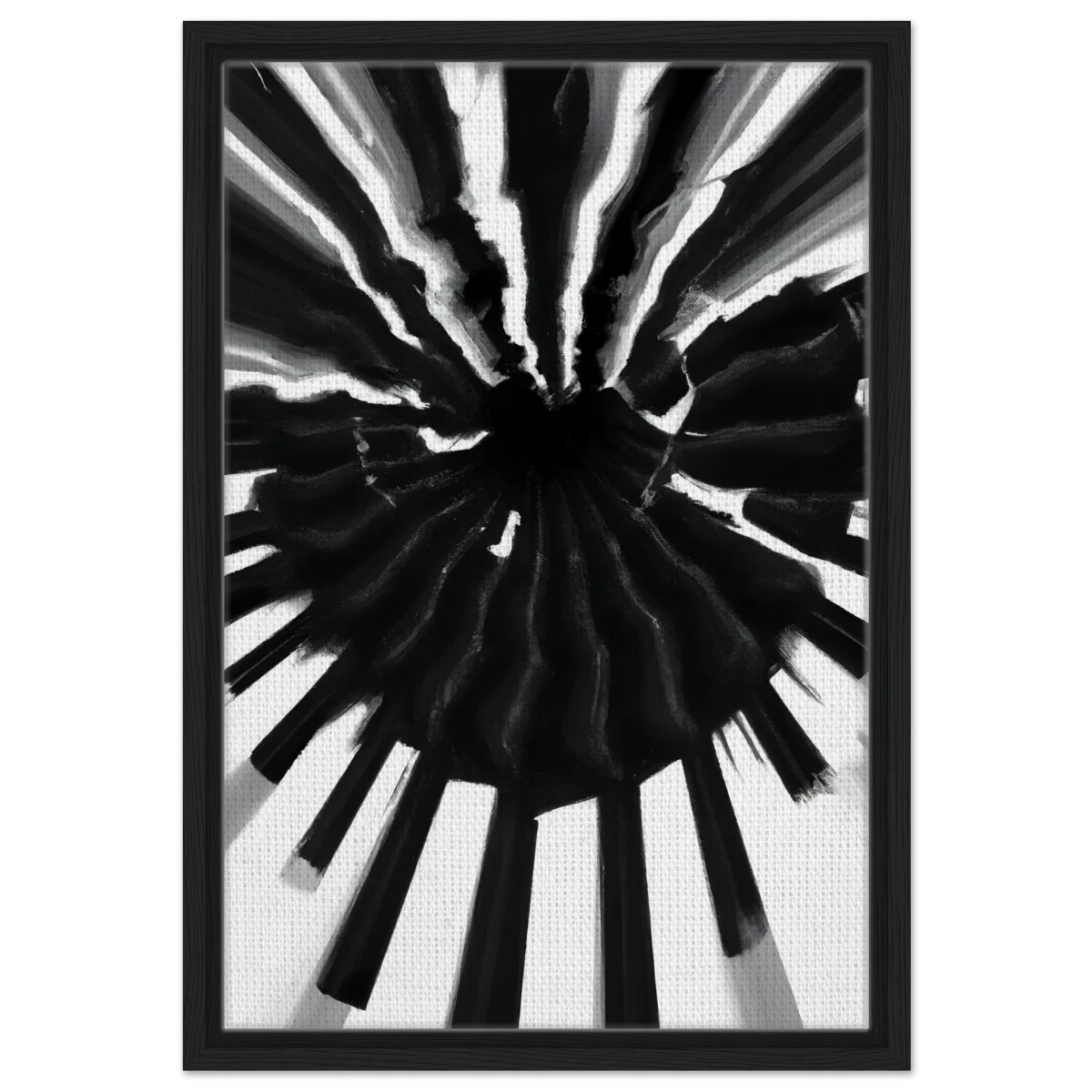 Monochrome Pulse | Modern Abstract Expressionist Wall art Print - Framed Canvas - 40x60 cm / 16x24″ - Black frame