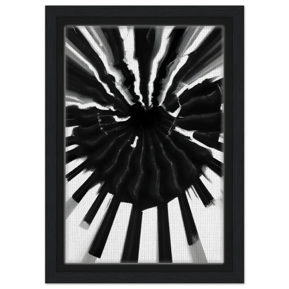 Monochrome Pulse | Modern Abstract Expressionist Wall art Print - Framed Canvas - 20x30 cm / 8x12″ - Black frame