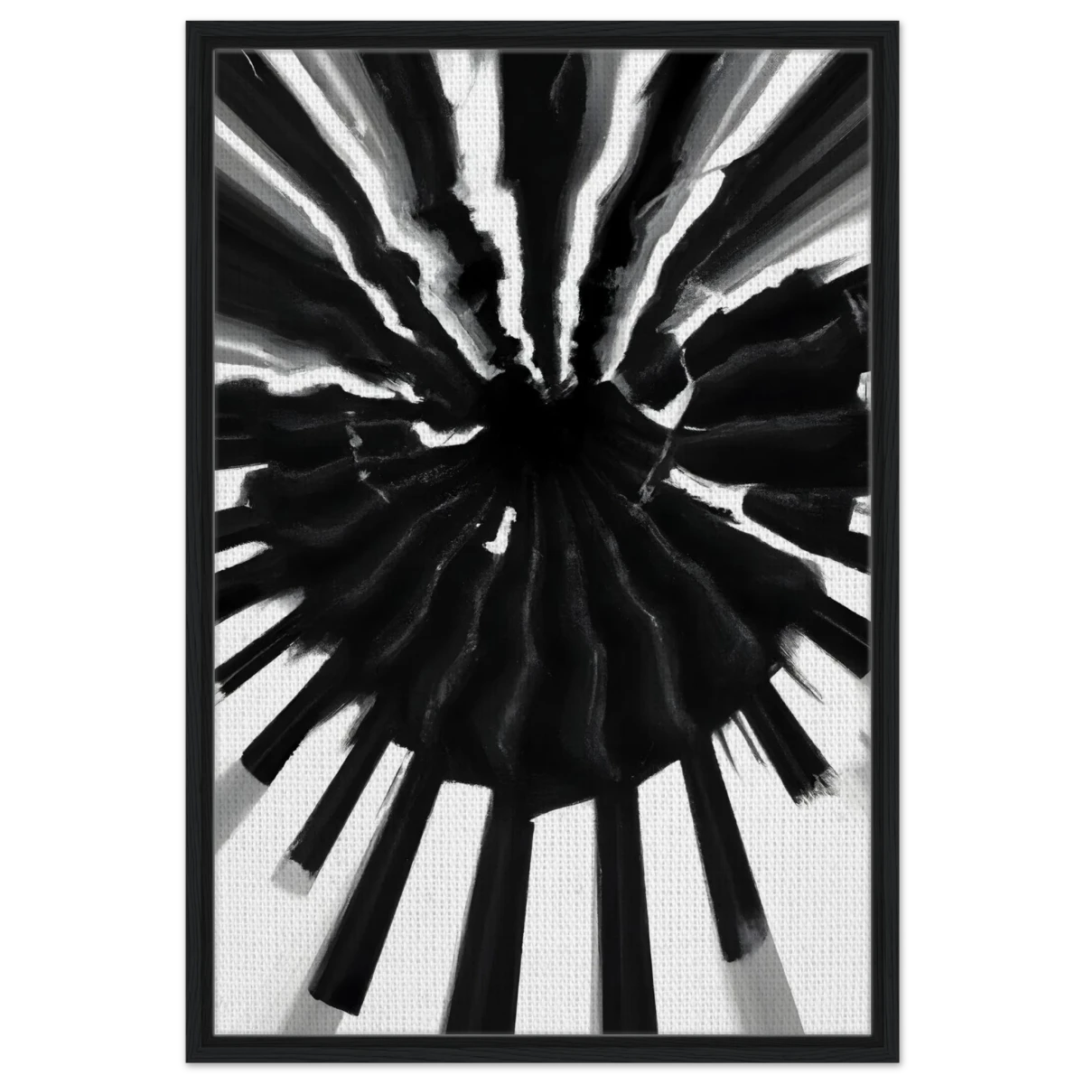 Monochrome Pulse | Modern Abstract Expressionist Wall art Print - Framed Canvas - 60x90 cm / 24x36″ - Black frame