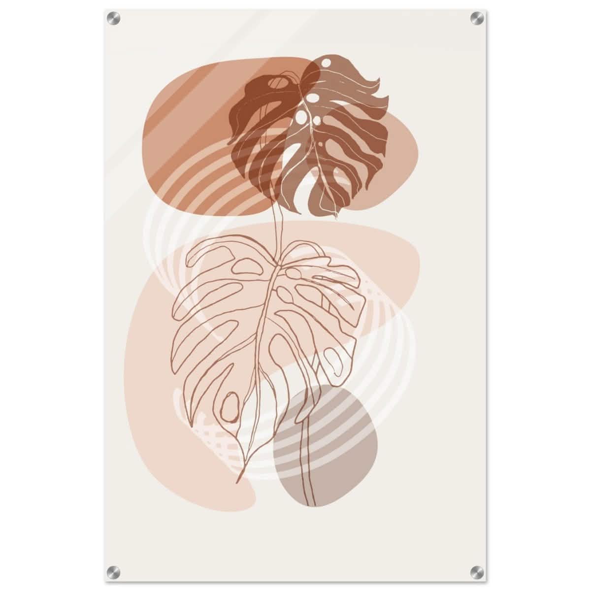 Monstera Minimal: Abstract Flow | Wall art Print - 60x90 cm / 24x36″ - Acrylic Print -