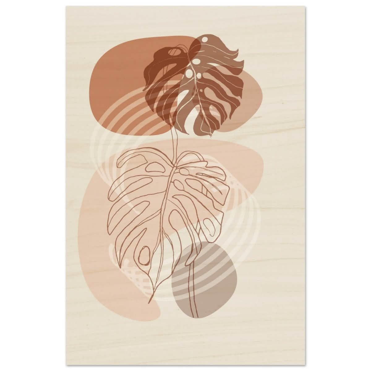 Monstera Minimal: Abstract Flow | Wall art Print - 50x75 cm / 20x30″ - Wood Prints -