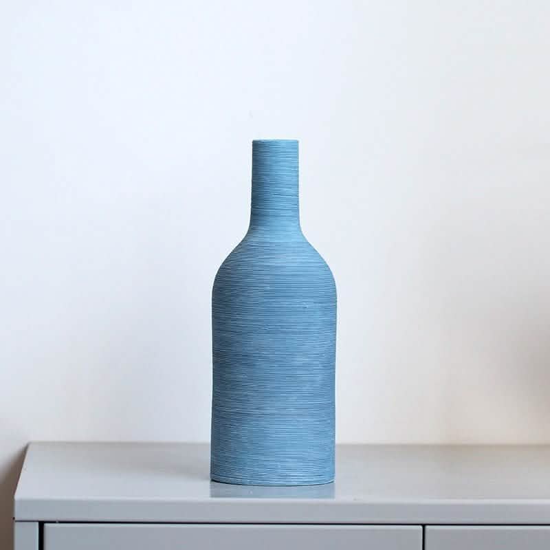 Morandi Brushed Ceramic Vase – Nordic Minimalist Hand - Painted Décor - E -