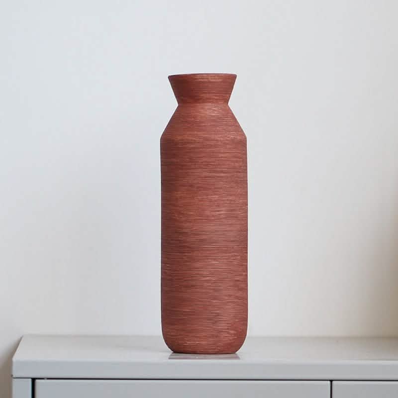 Morandi Brushed Ceramic Vase – Nordic Minimalist Hand - Painted Décor - B -