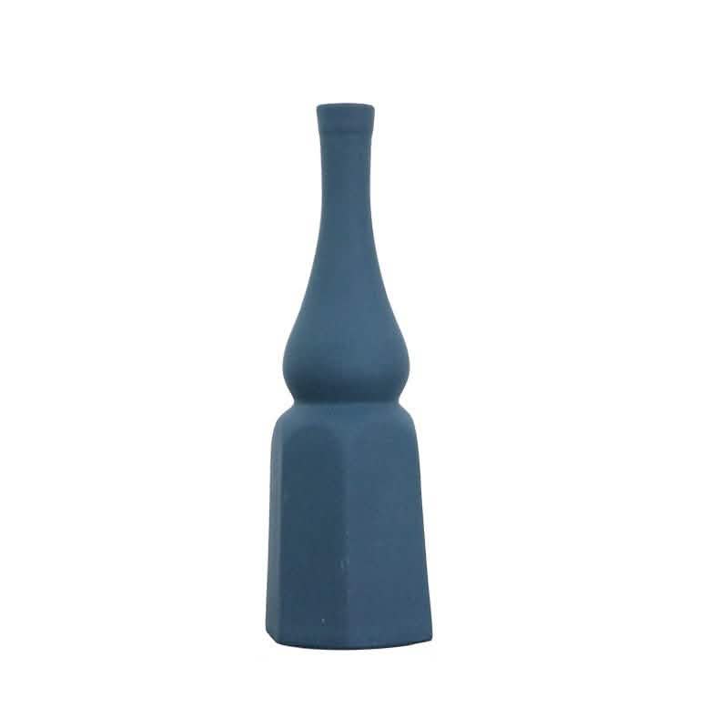 Morandi Ceramic Art Vase Collection – Minimalist Decorative Vases - Blue slender -