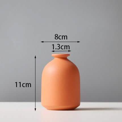Morandi Ceramic Vase – Minimalist Home Decoration Ornaments in Soft Colours - Orange -