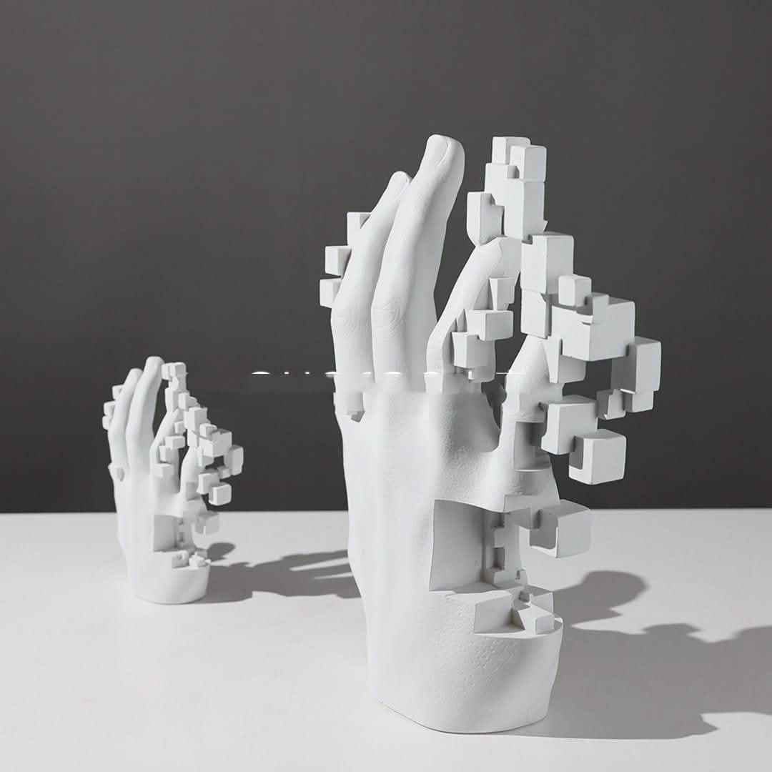 Mosaic Abstract Palm Sculpture – Artistic Home Ornament - Small - Mosaic palm -