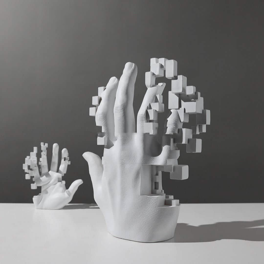 Mosaic Abstract Palm Sculpture – Artistic Home Ornament - Small - Mosaic palm -