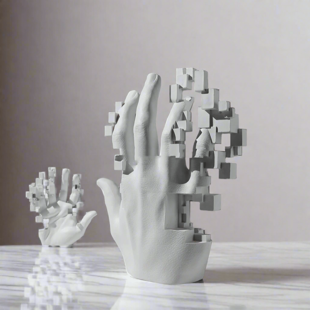 Mosaic Abstract Palm Sculpture – Artistic Home Ornament - Small - Mosaic palm -