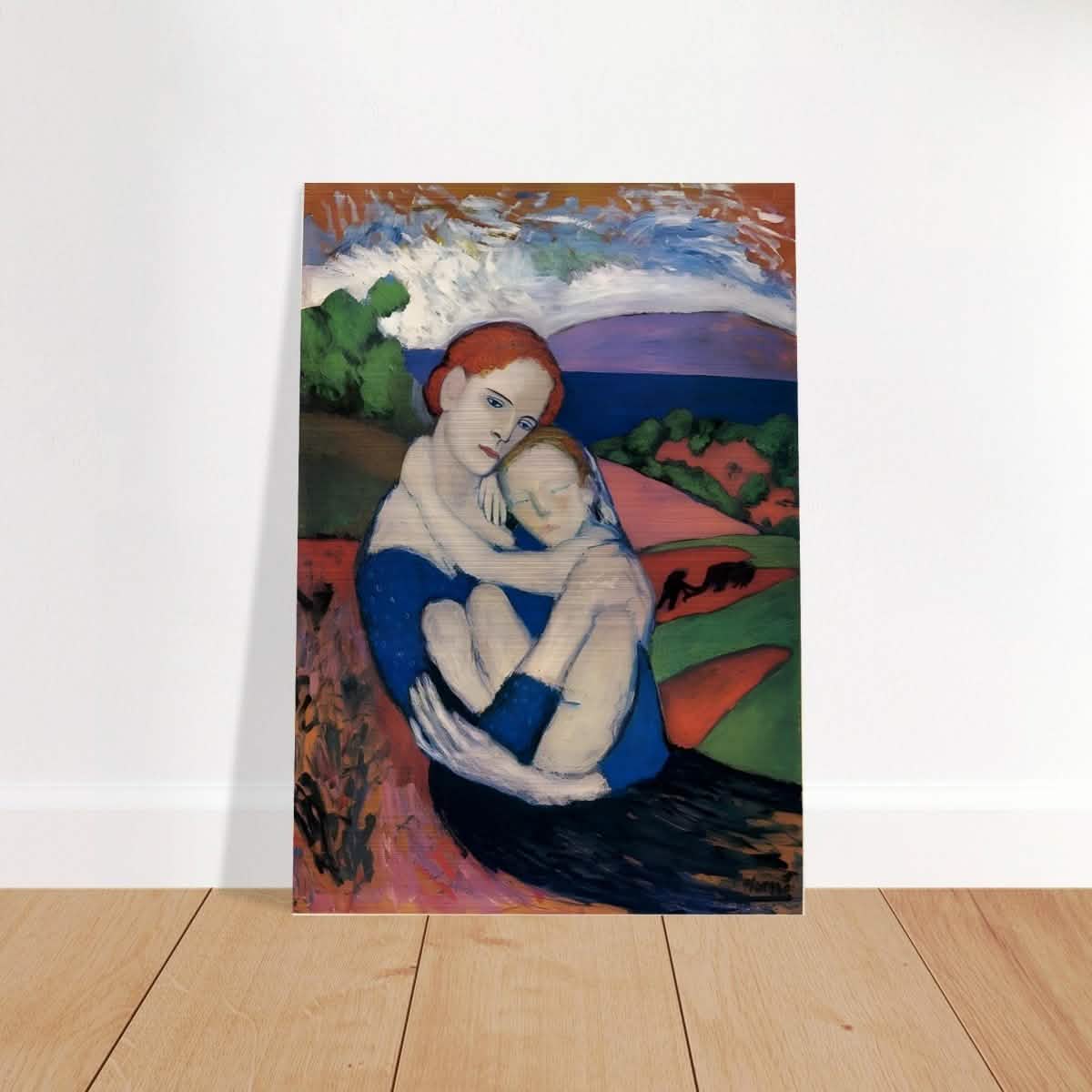 Mother and child by Pablo Picasso 1901 - Brushed Aluminum Print - 70x100 cm / 28x40″ -