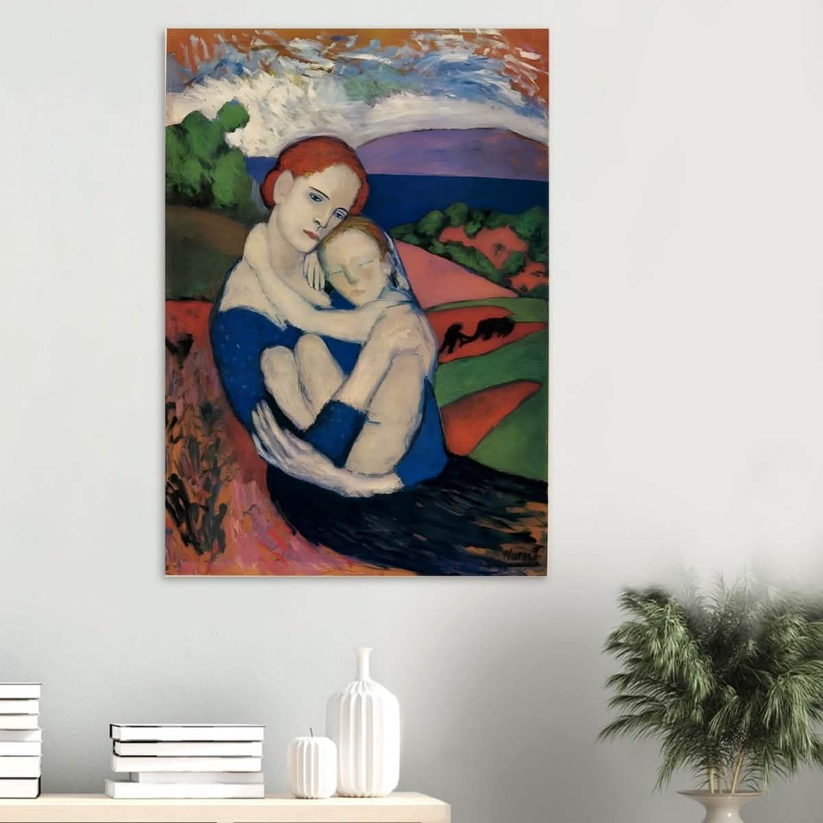 Mother and child by Pablo Picasso 1901 - Wood Prints - 70x100 cm / 28x40″ - 20 mm