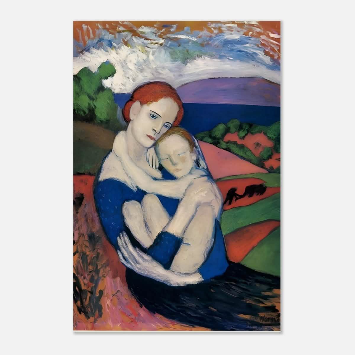 Mother and child by Pablo Picasso 1901 - Aluminum Print - 30x45 cm / 12x18″ -