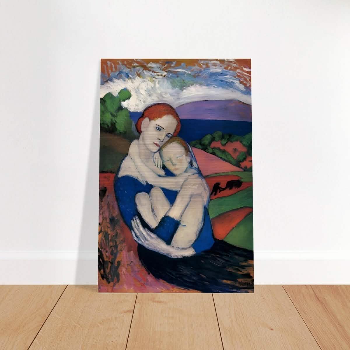 Mother and child by Pablo Picasso 1901 - Brushed Aluminum Print - 50x75 cm / 20x30″ -