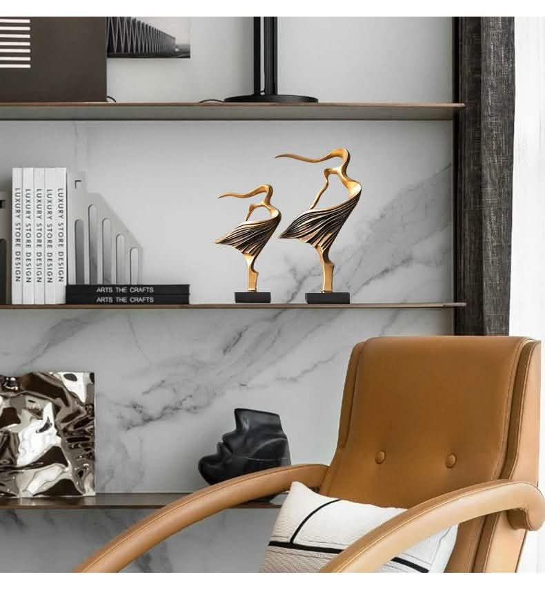 Mother & Daughter Abstract Sculpture Set – Modern Resin Art Décor (Gold or Bronze) - Bronze -