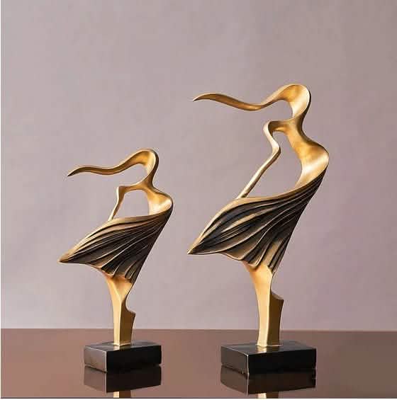Mother & Daughter Abstract Sculpture Set – Modern Resin Art Décor (Gold or Bronze) - Bronze -