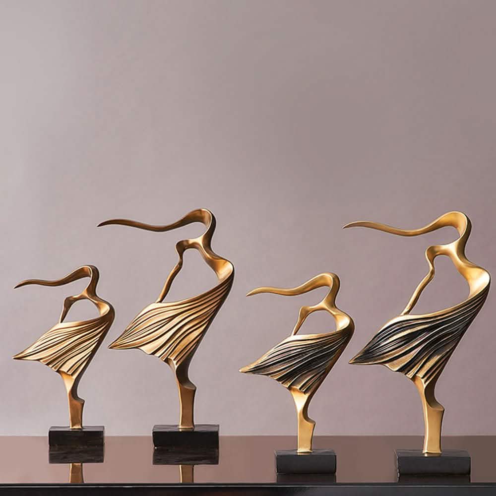 Mother & Daughter Abstract Sculpture Set – Modern Resin Art Décor (Gold or Bronze) - Bronze -