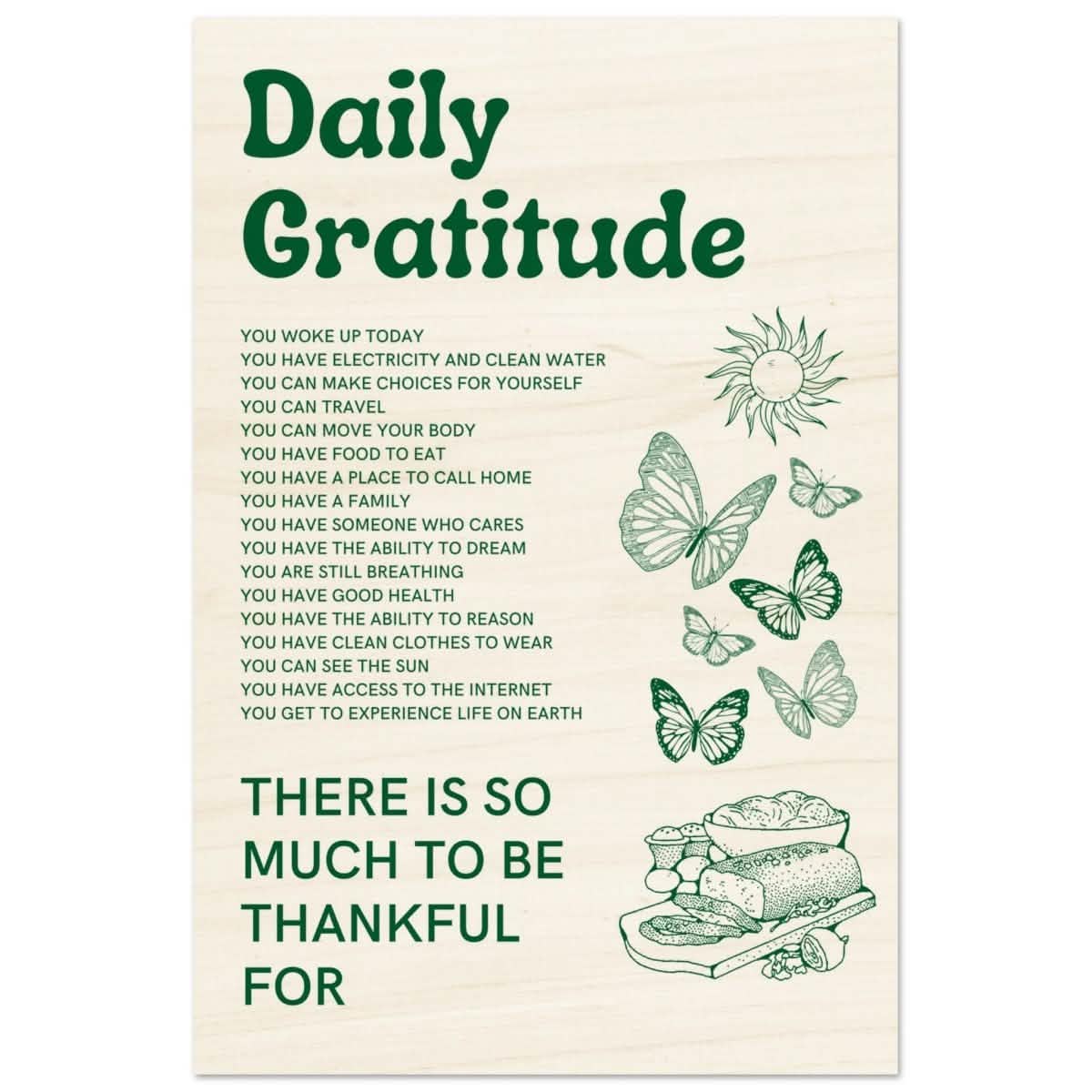 Motivational Art wall art print | Daily Gratitude - Wood Prints - 30x45 cm / 12x18″ -