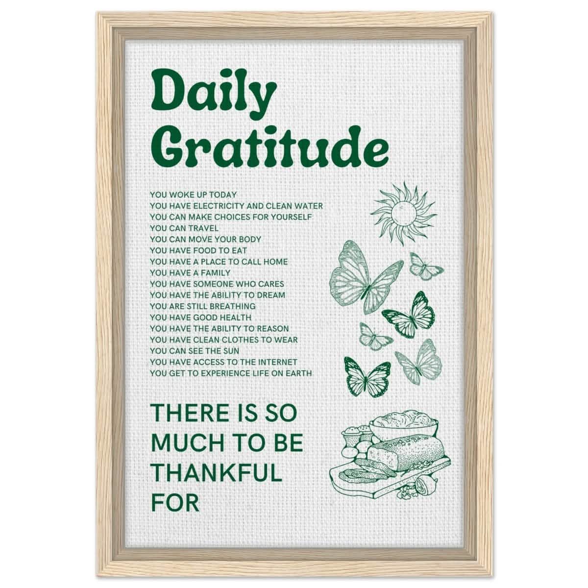 Motivational Art wall art print | Daily Gratitude - Framed Canvas - 30x45 cm / 12x18″ - Wood frame