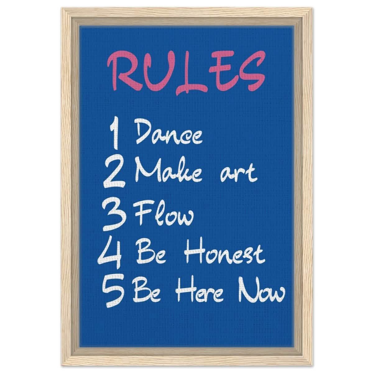 Motivational Art wall art print | Happiness Rules - Framed Canvas - 30x45 cm / 12x18″ - Wood frame