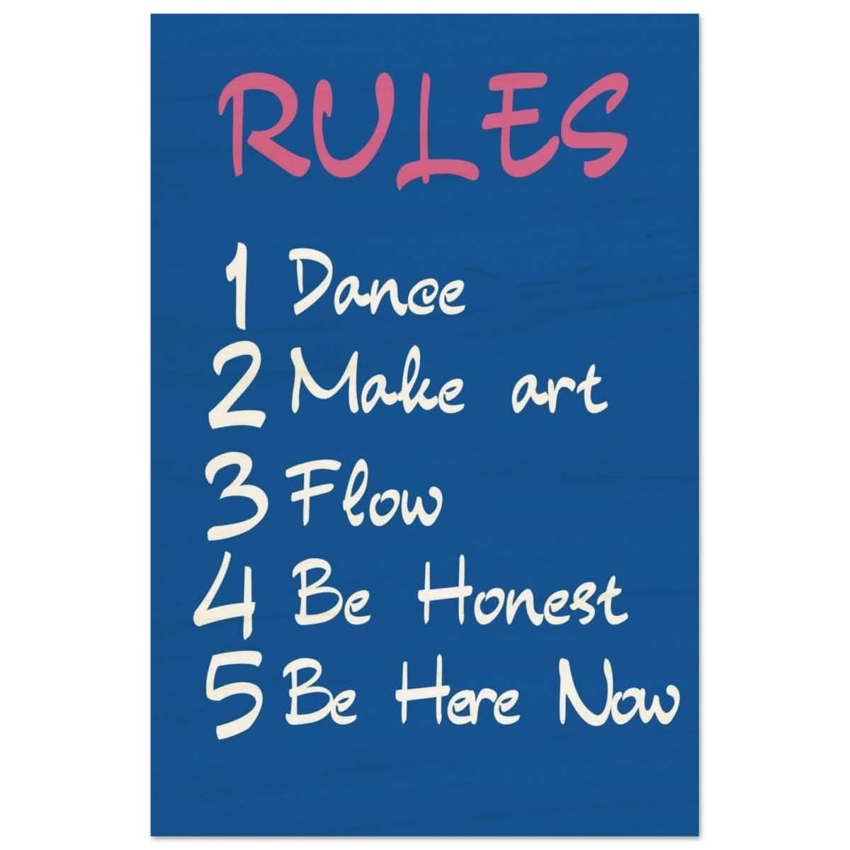 Motivational Art wall art print | Happiness Rules - Wood Prints - 30x45 cm / 12x18″ -
