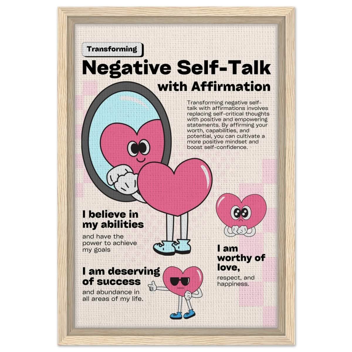 Motivational Art wall art print | Negative Self Talk - Framed Canvas - 30x45 cm / 12x18″ - Wood frame