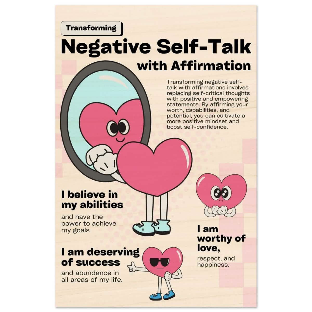 Motivational Art wall art print | Negative Self Talk - Wood Prints - 30x45 cm / 12x18″ -