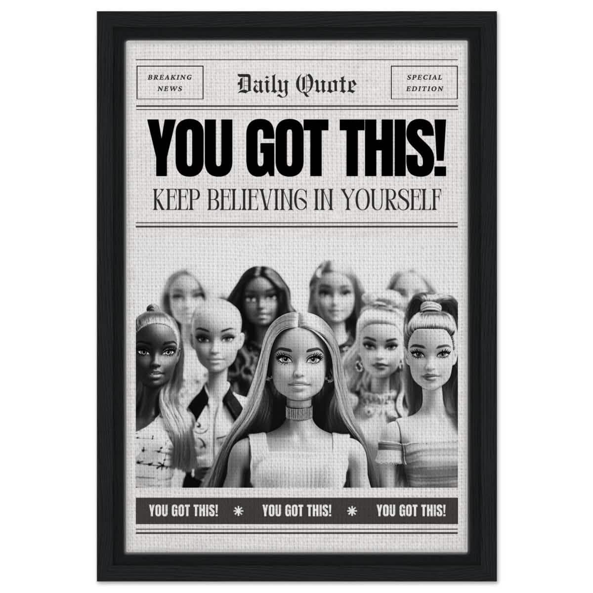 Motivational Art wall art print | You Got This! - Framed Canvas - 30x45 cm / 12x18″ - Black frame