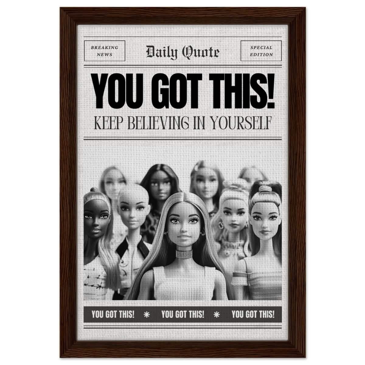 Motivational Art wall art print | You Got This! - Framed Canvas - 30x45 cm / 12x18″ - Dark wood frame