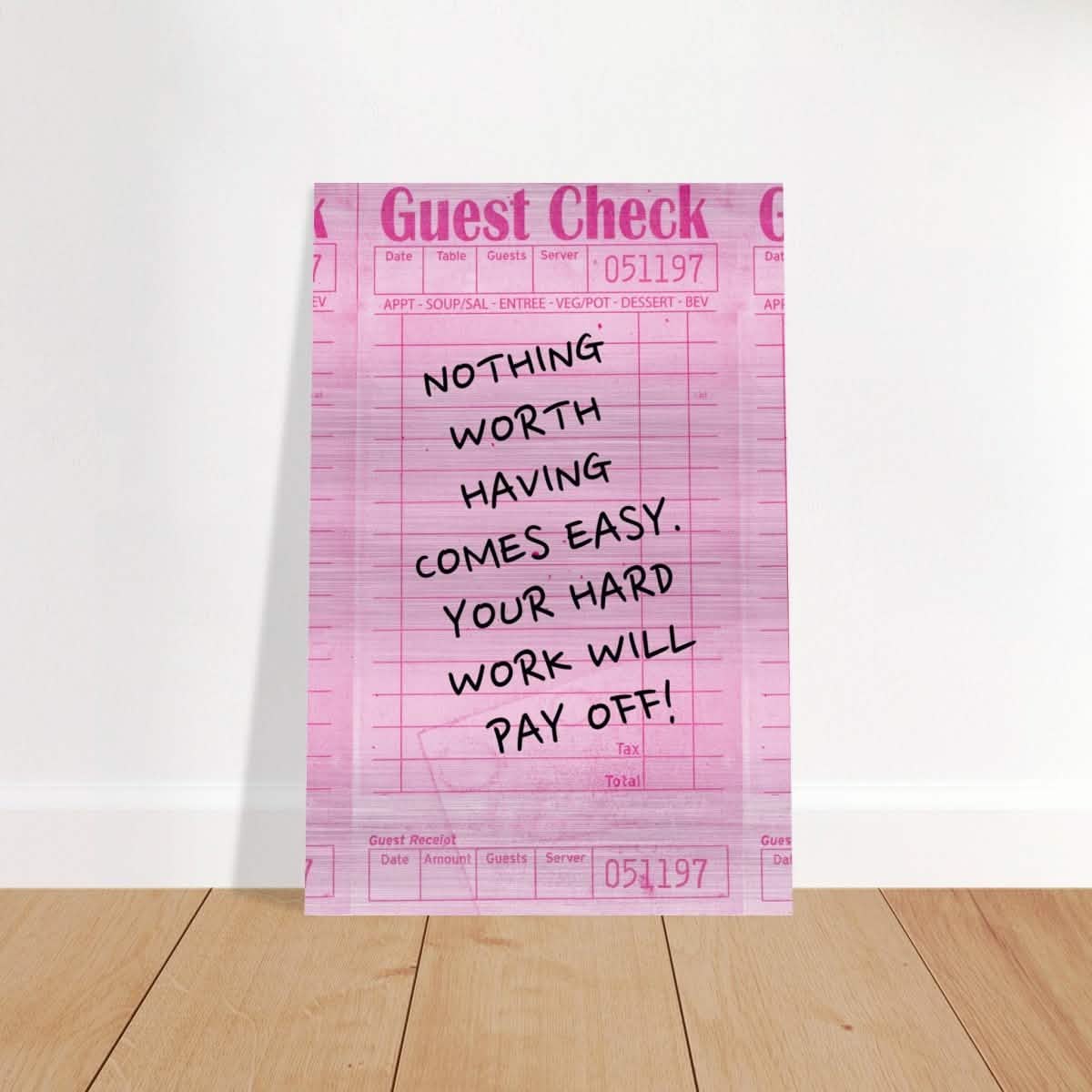 Motivational Pop Art wall art print | Hard Work - Brushed Aluminum Print - 30x45 cm / 12x18″ -