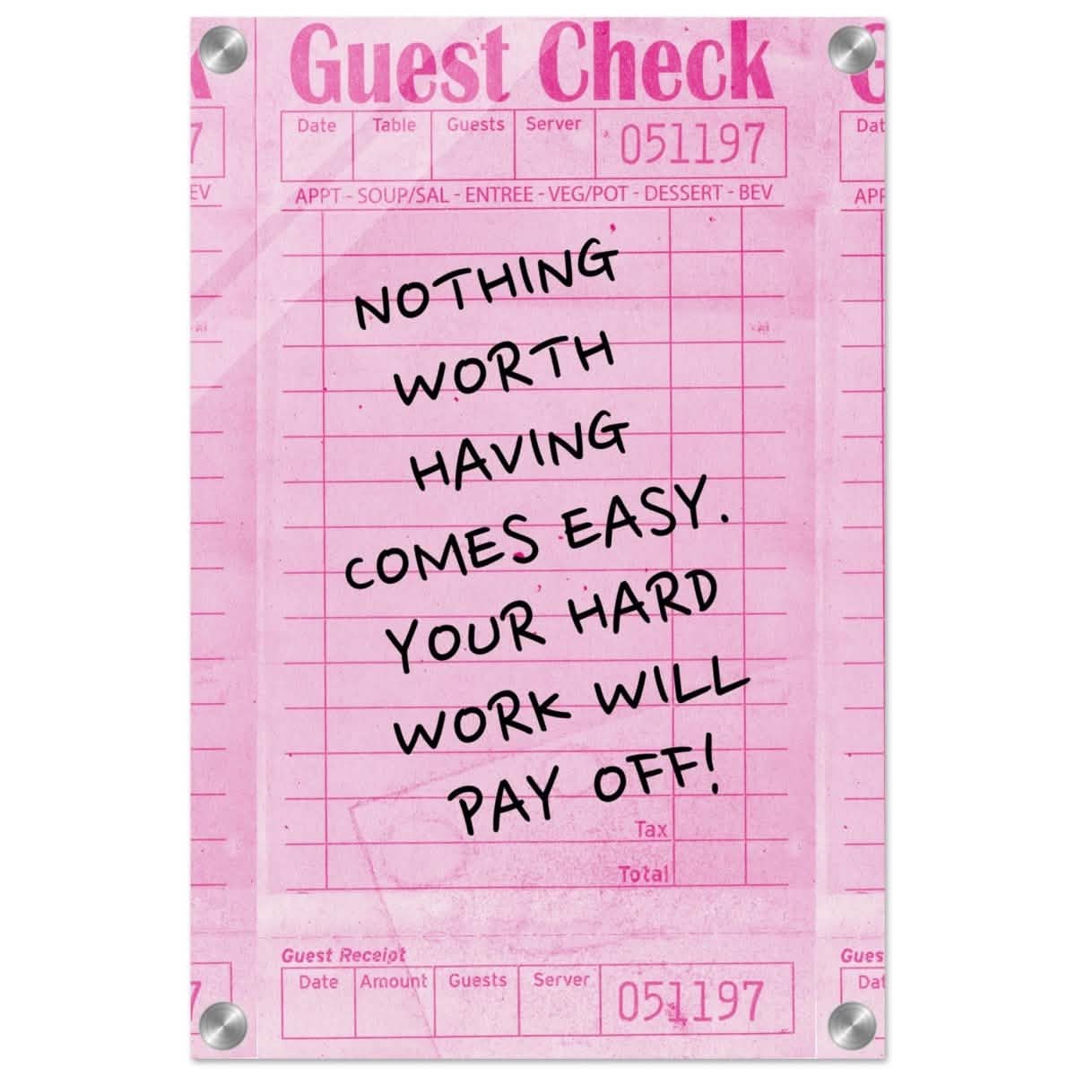 Motivational Pop Art wall art print | Hard Work - Acrylic Print - 30x45 cm / 12x18″ -