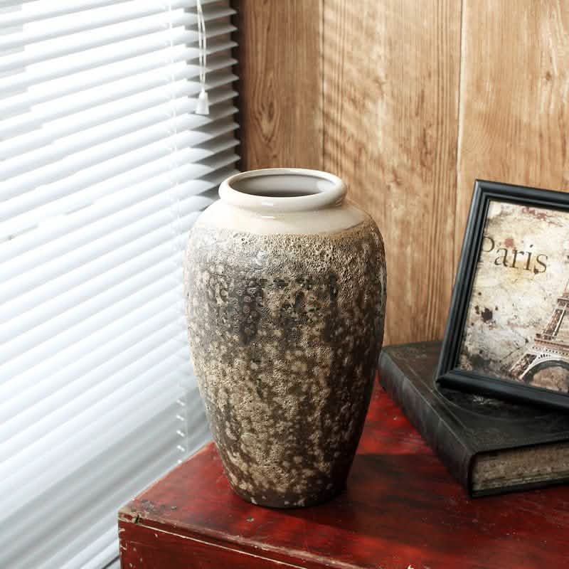 Mottled Retro Ceramic Vases – Handmade Chinese Glazed Pottery in Small, Medium & Large - Large Vase -