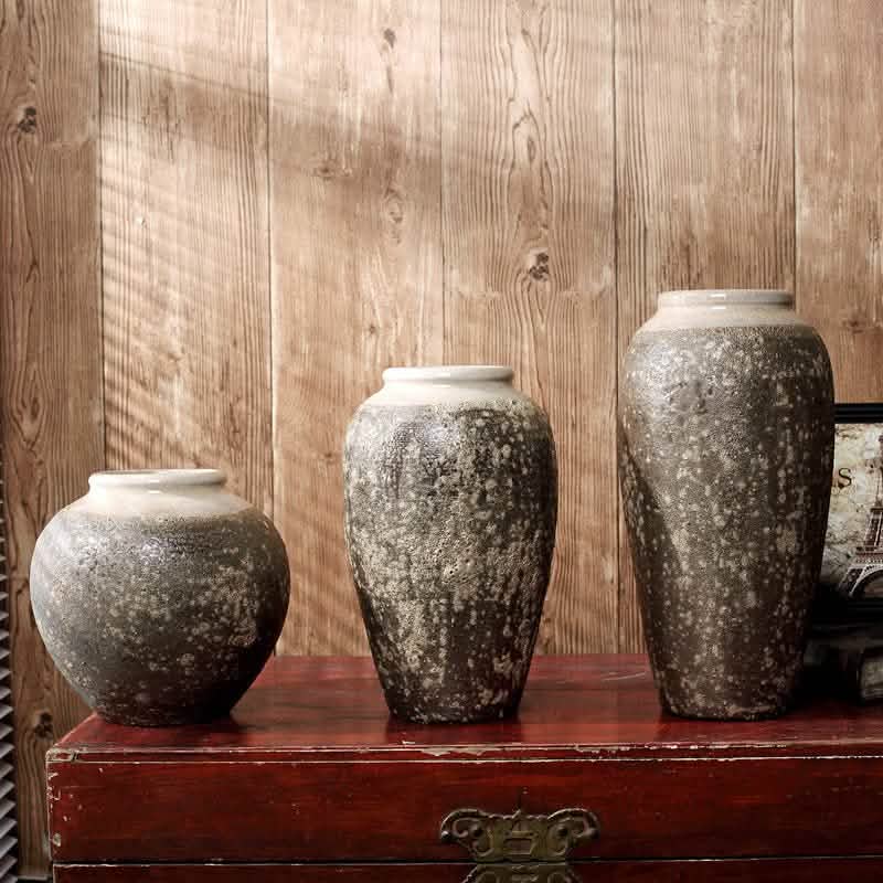 Mottled Retro Ceramic Vases – Handmade Chinese Glazed Pottery in Small, Medium & Large - Large Vase -
