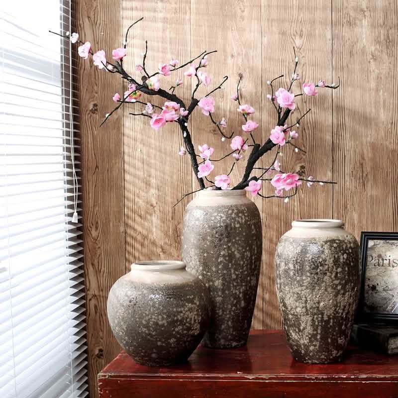 Mottled Retro Ceramic Vases – Handmade Chinese Glazed Pottery in Small, Medium & Large - Large Vase -