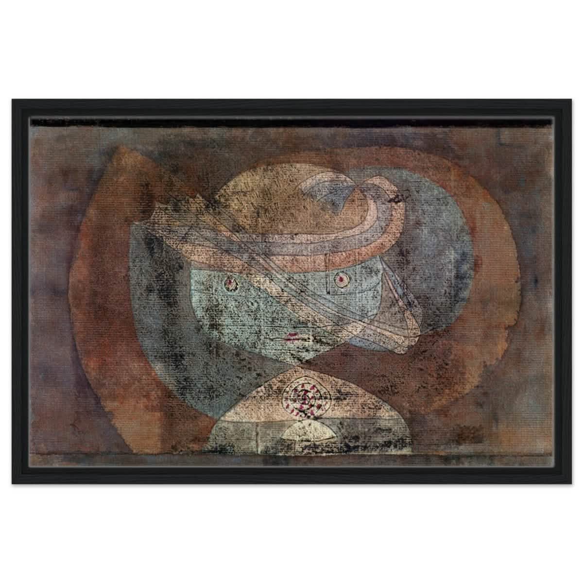 Movement around a Child (1928) by Paul Klee | Vintage wall art print - Framed Canvas - 50x75 cm / 20x30″ - Black frame