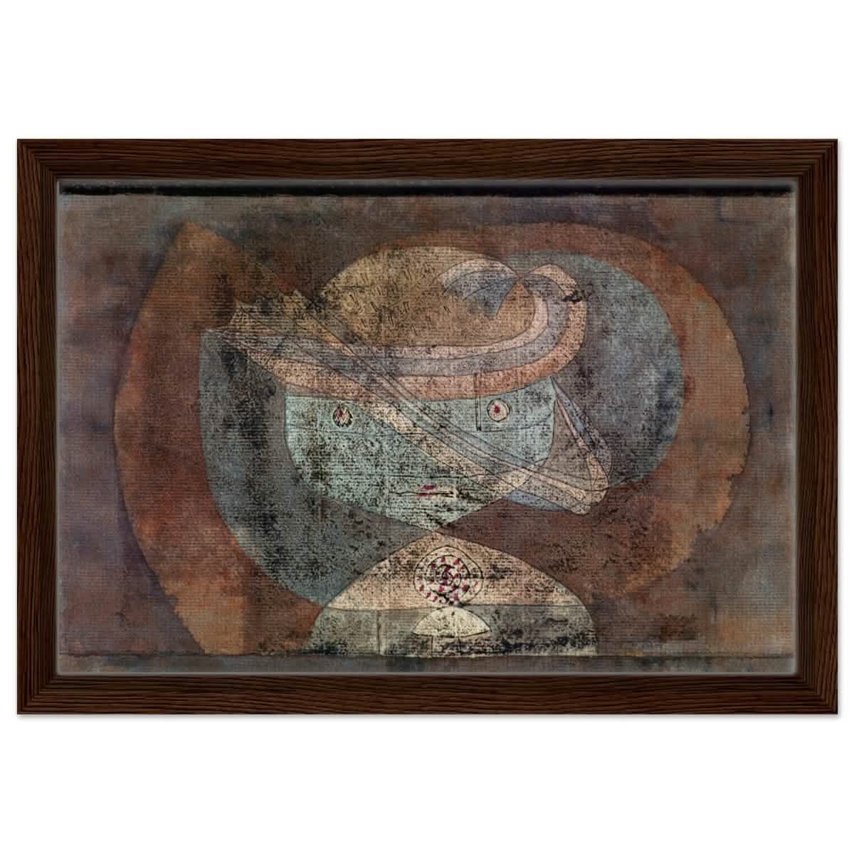 Movement around a Child (1928) by Paul Klee | Vintage wall art print - Framed Canvas - 30x45 cm / 12x18″ - Dark wood frame