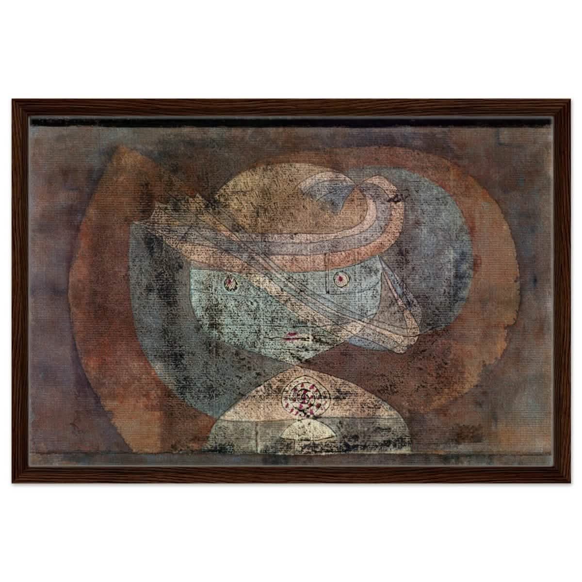 Movement around a Child (1928) by Paul Klee | Vintage wall art print - Framed Canvas - 50x75 cm / 20x30″ - Dark wood frame