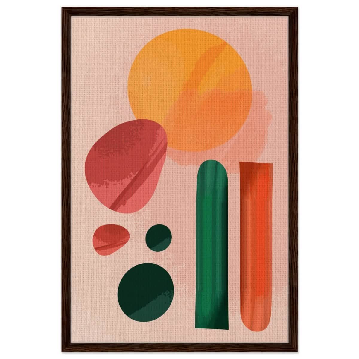 Muted Vibrance | Abstract Minimalism | wall art print - Framed Canvas - 30x45 cm / 12x18″ - Dark wood frame