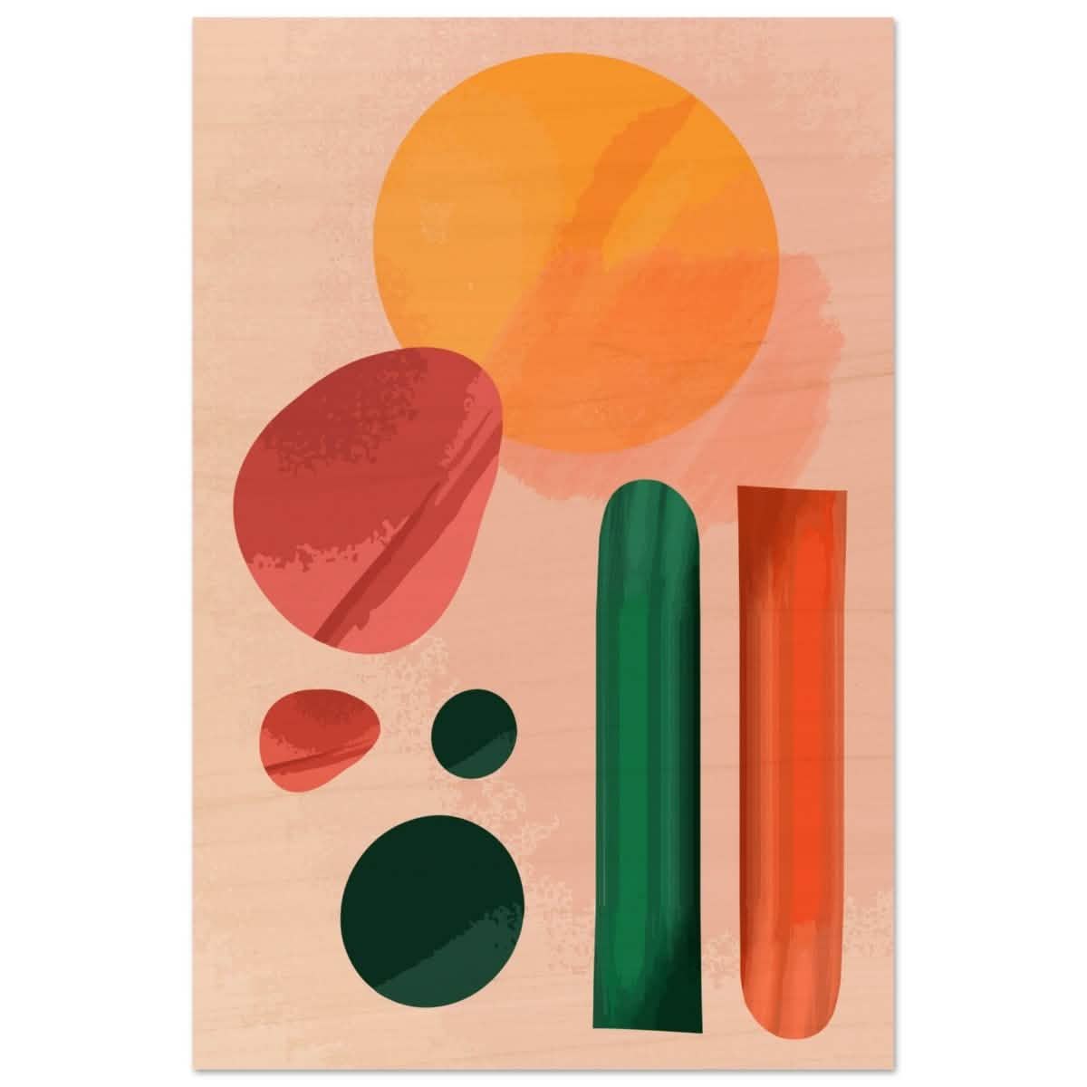Muted Vibrance | Abstract Minimalism | wall art print - Wood Prints - 30x45 cm / 12x18″ -