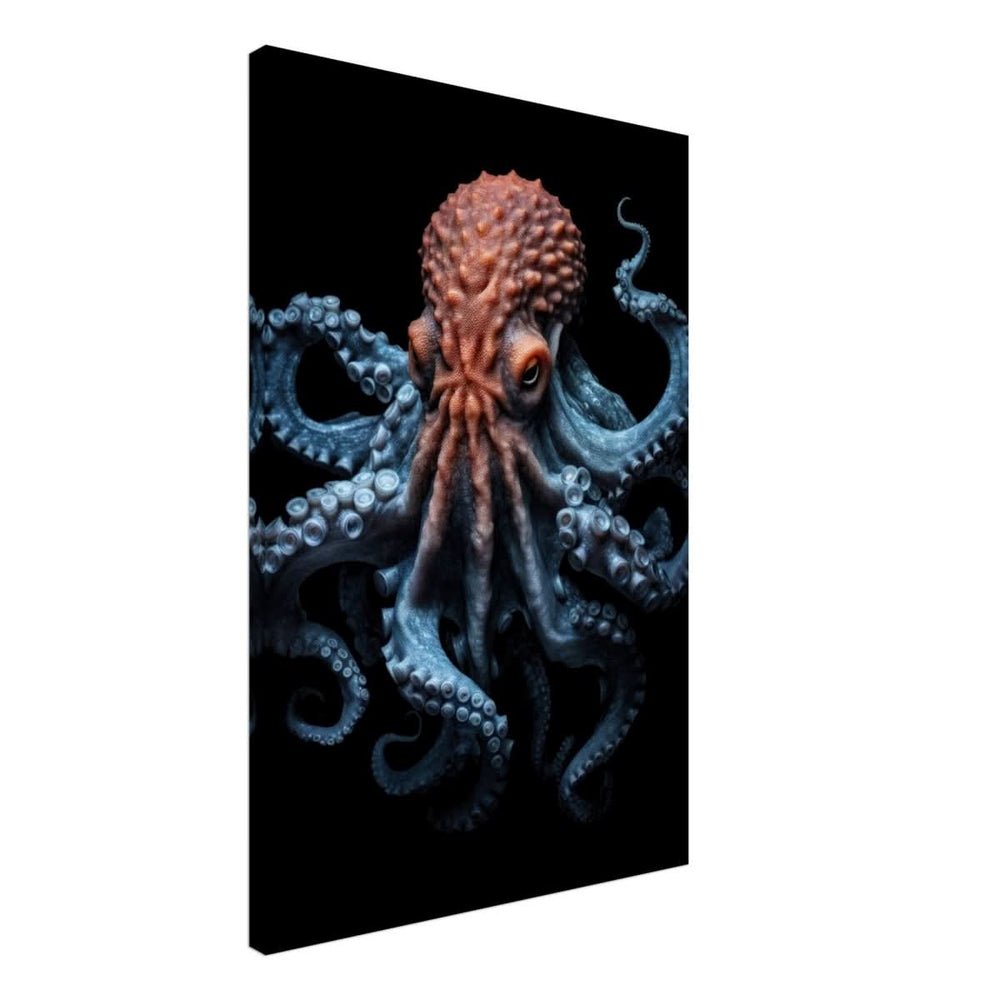 Mystic Tides: The Octopus of Blue and Crimson | wall art print | Animal Kingdom collection - Canvas - 50x75 cm / 20x30″ -