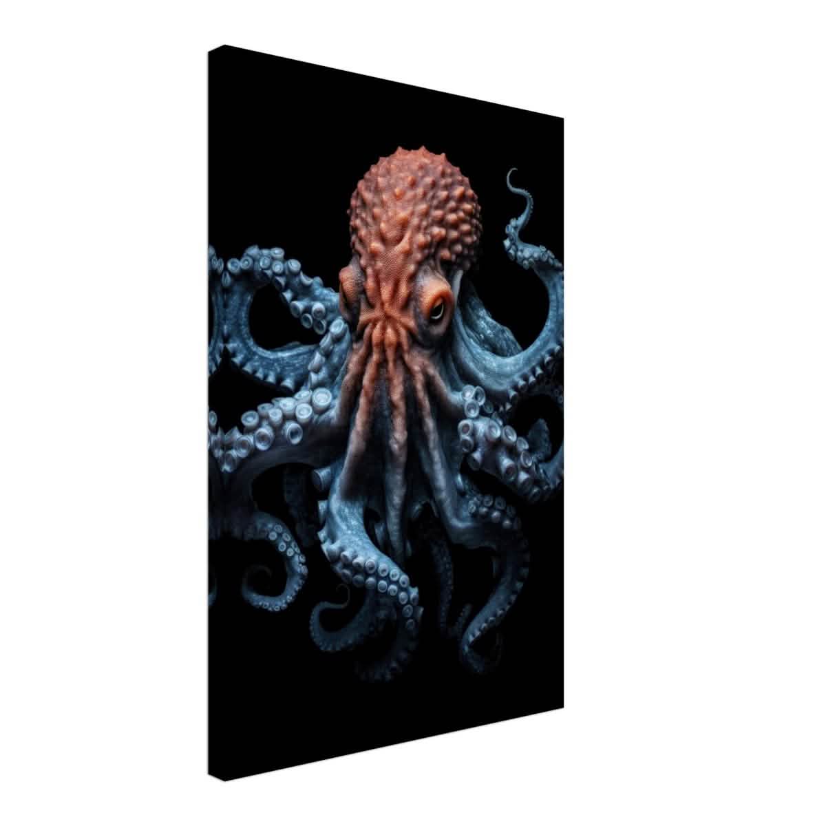 Mystic Tides: The Octopus of Blue and Crimson | wall art print | Animal Kingdom collection - Canvas - 40x60 cm / 16x24″ -