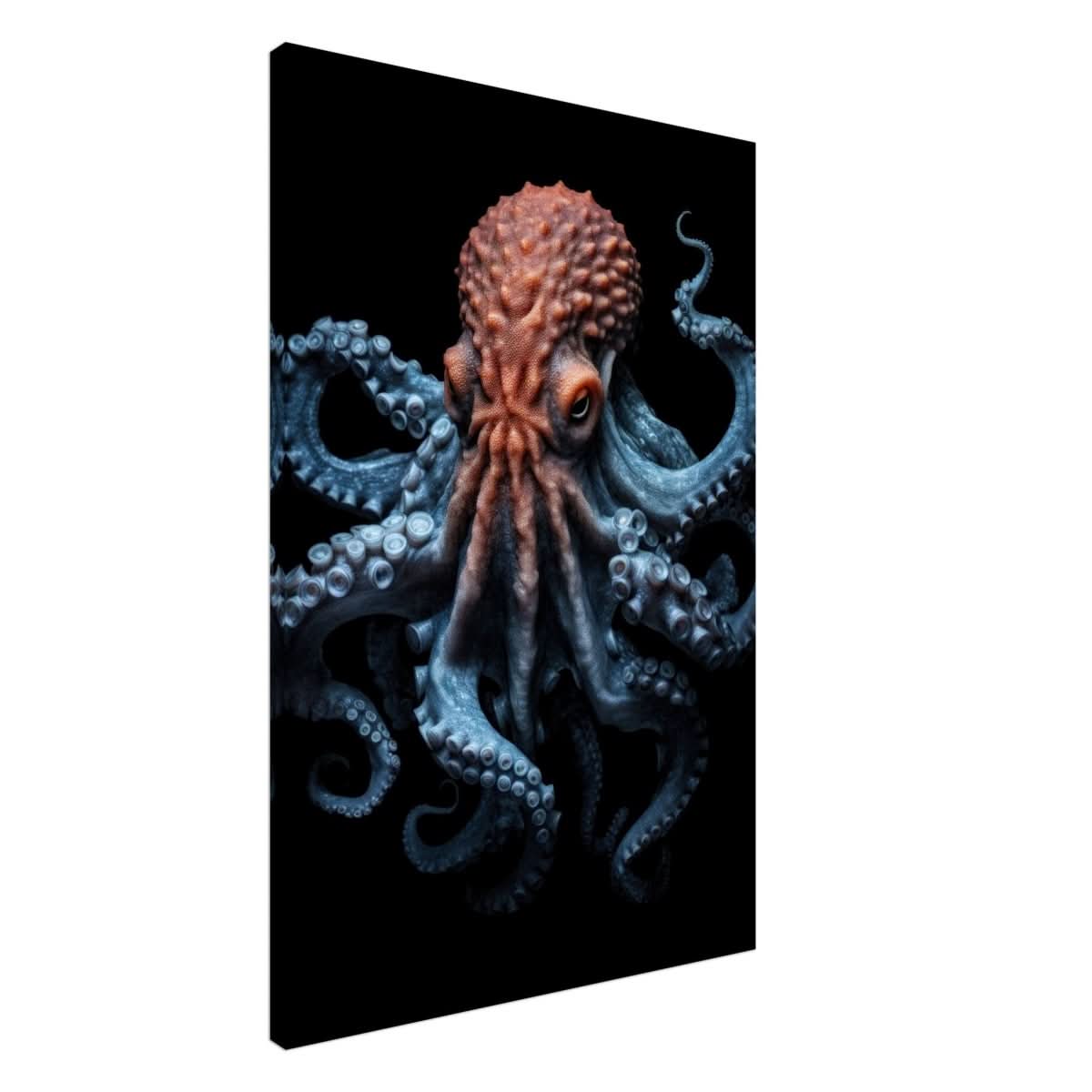 Mystic Tides: The Octopus of Blue and Crimson | wall art print | Animal Kingdom collection - Canvas - 60x90 cm / 24x36″ -