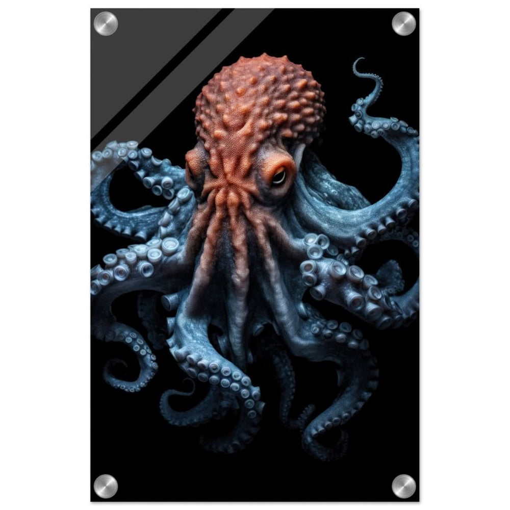 Mystic Tides: The Octopus of Blue and Crimson | wall art print | Animal Kingdom collection - Acrylic Print - 30x45 cm / 12x18″ -