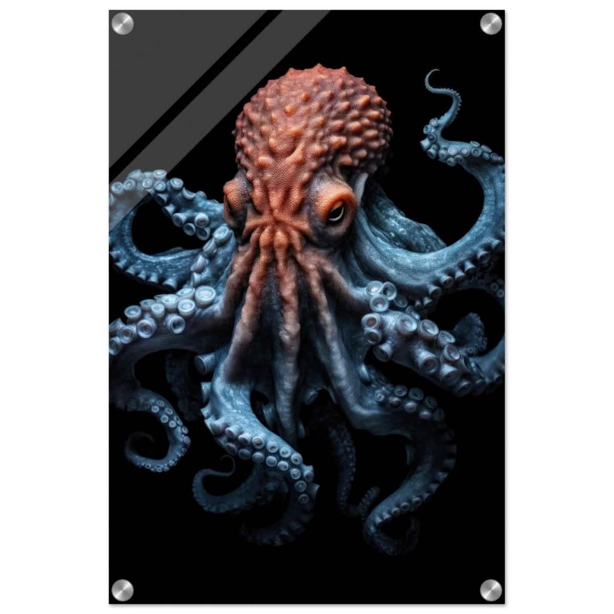 Mystic Tides: The Octopus of Blue and Crimson | wall art print | Animal Kingdom collection - Acrylic Print - 40x60 cm / 16x24″ -