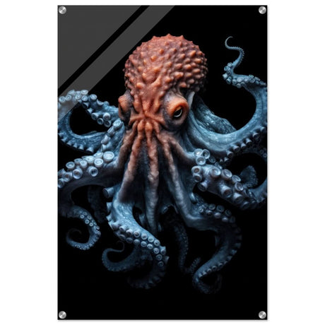 Mystic Tides: The Octopus of Blue and Crimson | wall art print | Animal Kingdom collection - Acrylic Print - 60x90 cm / 24x36″ -