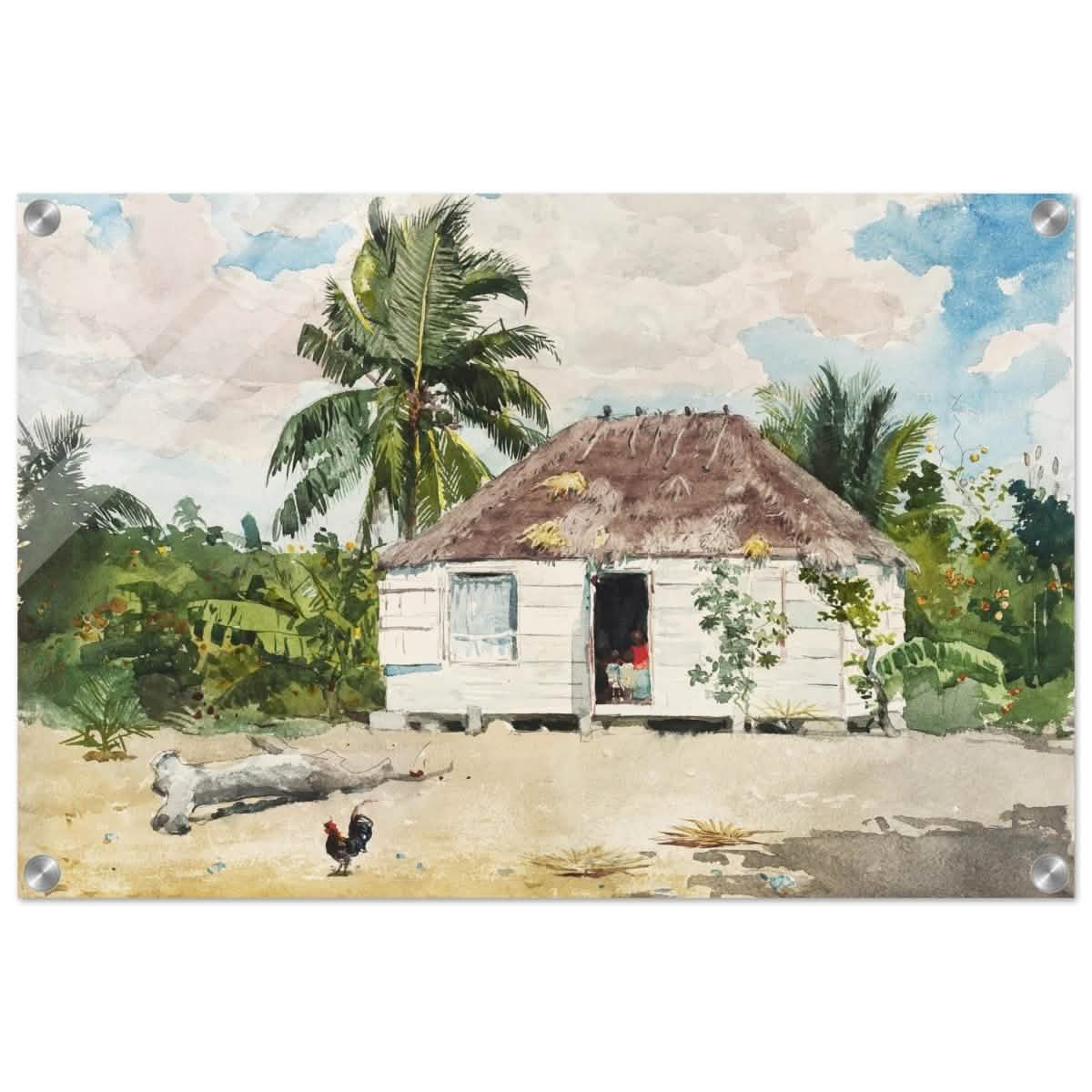 Native Hut at Nassau by Winslow Homer | Wall art Print - 40x60 cm / 16x24″ - Acrylic Print -