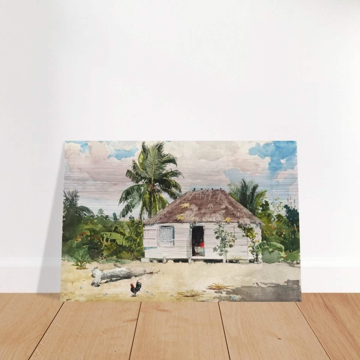Native Hut at Nassau by Winslow Homer | Wall art Print - 60x90 cm / 24x36″ - Brushed Aluminum Print -